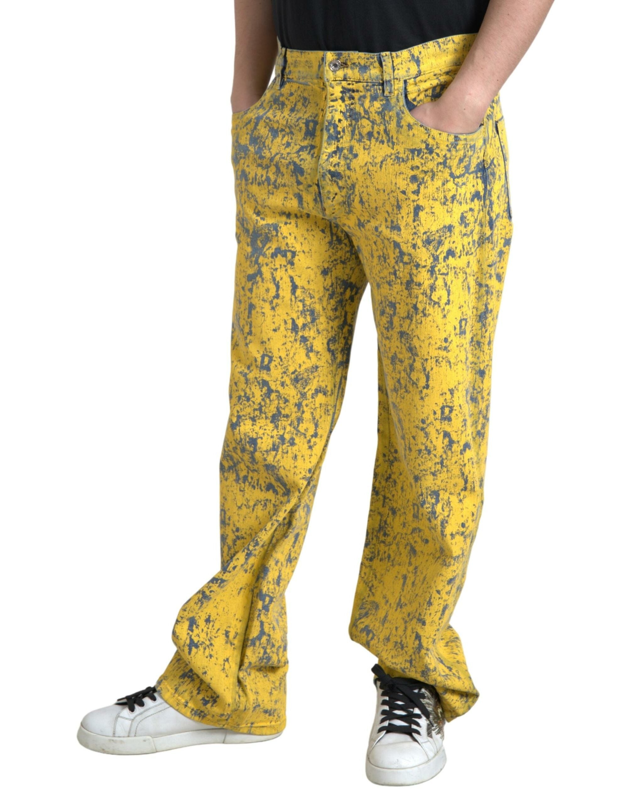 Dolce & Gabbana Yellow Cotton Tie Dye Straight Denim Jeans -   -  Dolce & Gabbana.