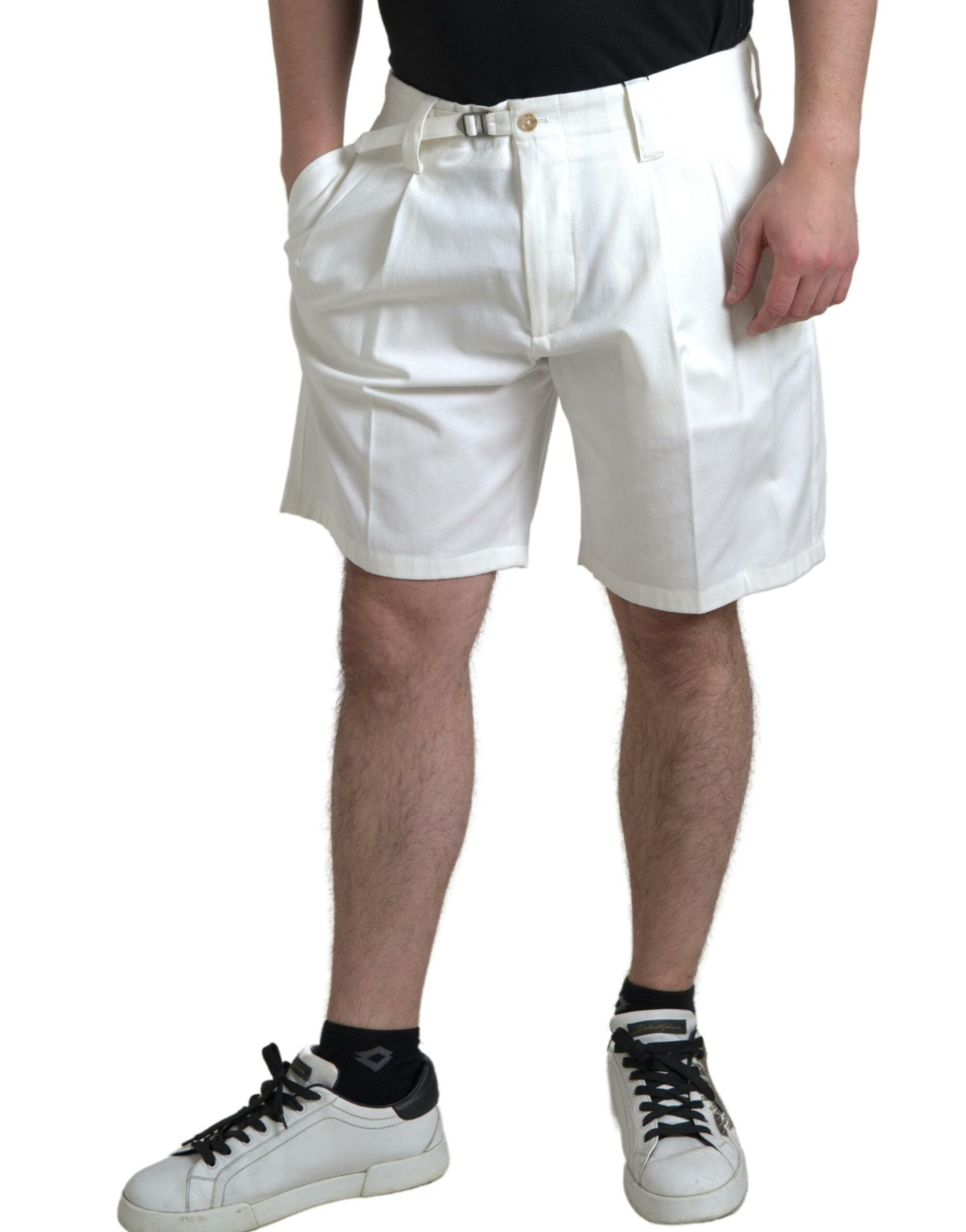 Dolce & Gabbana White Cotton Stretch Men Bermuda Denim Shorts -   -  Dolce & Gabbana.