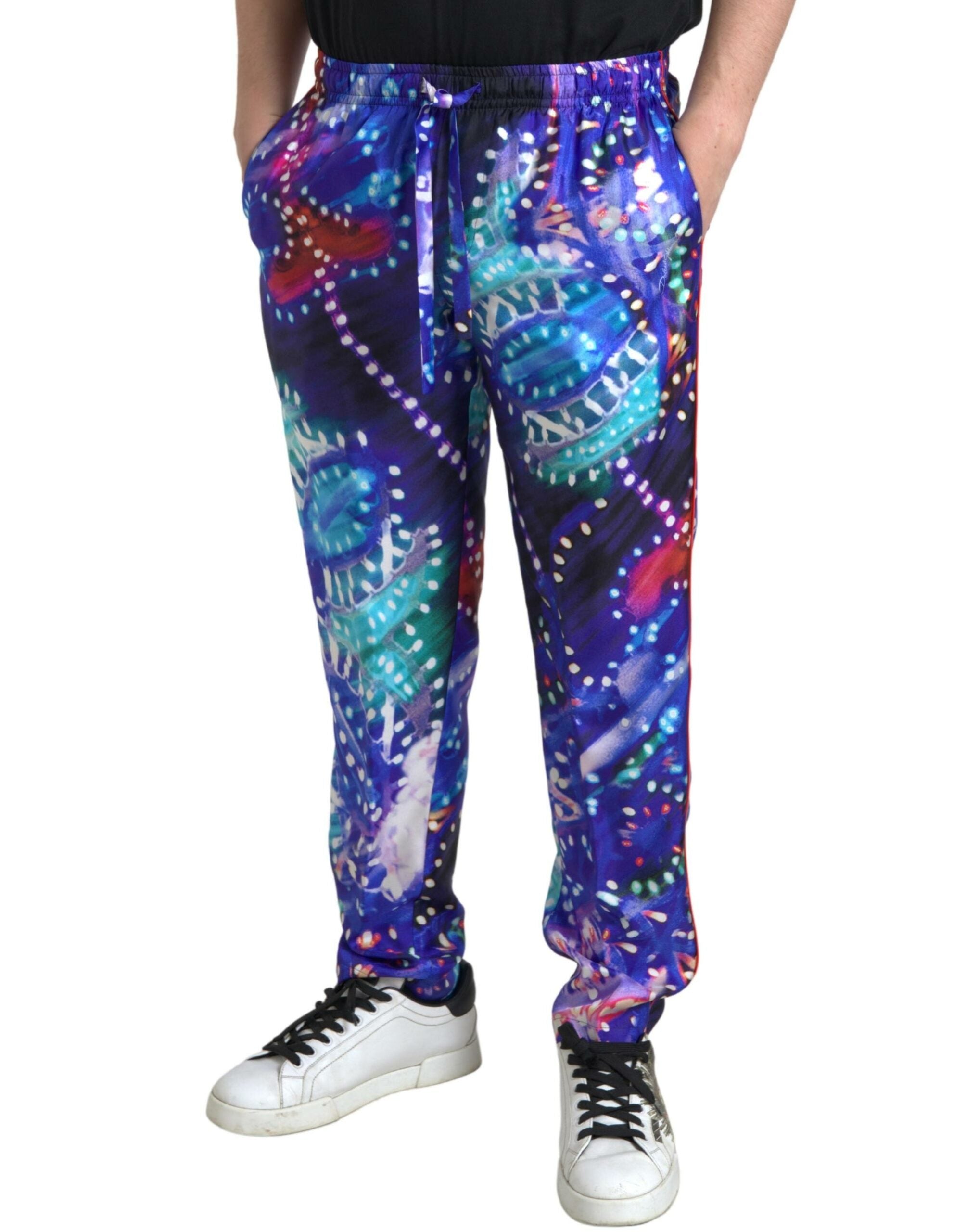Dolce & Gabbana Multicolor Printed Silk Men Trouser Pants -   -  Dolce & Gabbana.