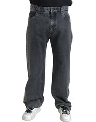 Dolce & Gabbana Dark Gray Cotton Straight Fit Men Denim Jeans -   -  Dolce & Gabbana.