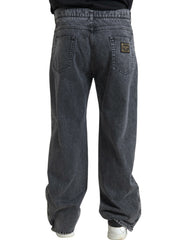 Dolce & Gabbana Dark Gray Cotton Straight Fit Men Denim Jeans -   -  Dolce & Gabbana.