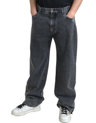 Dolce & Gabbana Dark Gray Cotton Straight Fit Men Denim Jeans -   -  Dolce & Gabbana.