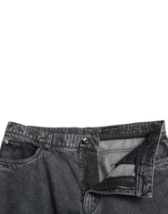 Dolce & Gabbana Dark Gray Cotton Straight Fit Men Denim Jeans -   -  Dolce & Gabbana.