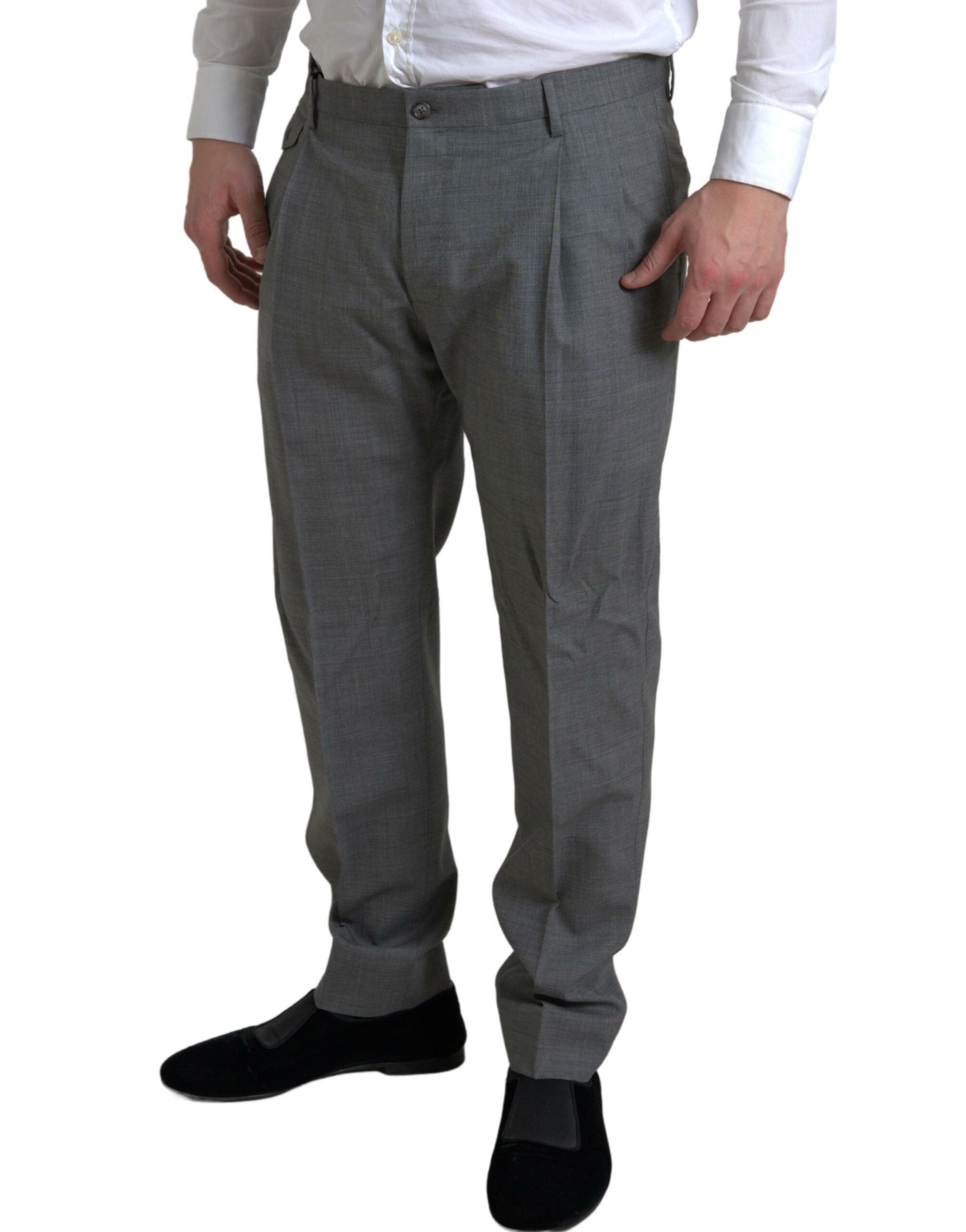 Dolce & Gabbana Gray Wool Chino Skinny Men Dress Trouser Pants -   -  Dolce & Gabbana.