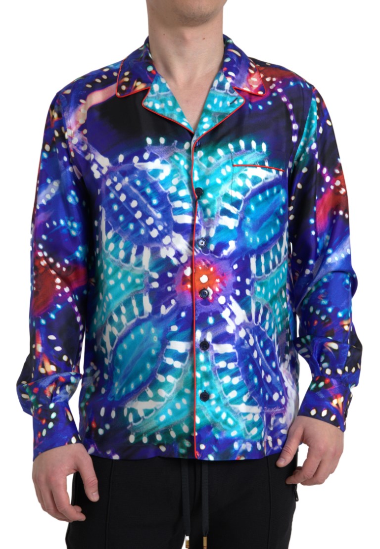 Dolce & Gabbana Multicolor Silk Psychedelic Print Men Pajama Shirt -   -  Dolce & Gabbana.