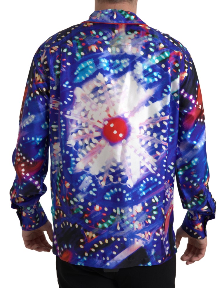 Dolce & Gabbana Multicolor Silk Psychedelic Print Men Pajama Shirt -   -  Dolce & Gabbana.