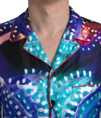 Dolce & Gabbana Multicolor Silk Psychedelic Print Men Pajama Shirt -   -  Dolce & Gabbana.