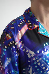 Dolce & Gabbana Multicolor Silk Psychedelic Print Men Pajama Shirt -   -  Dolce & Gabbana.