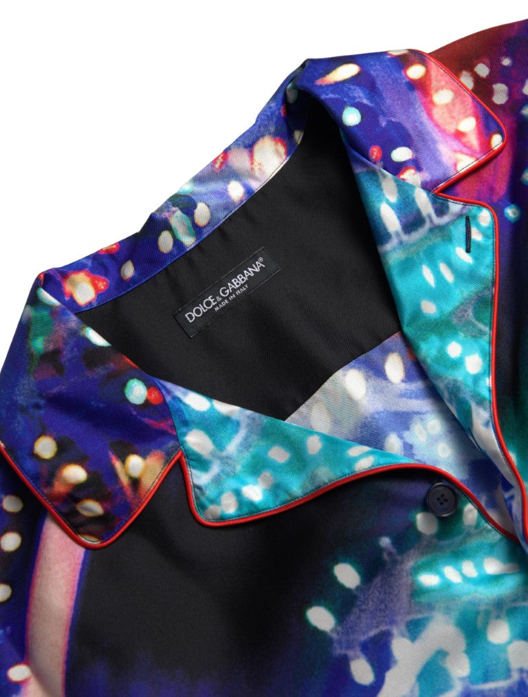 Dolce & Gabbana Multicolor Silk Psychedelic Print Men Pajama Shirt -   -  Dolce & Gabbana.