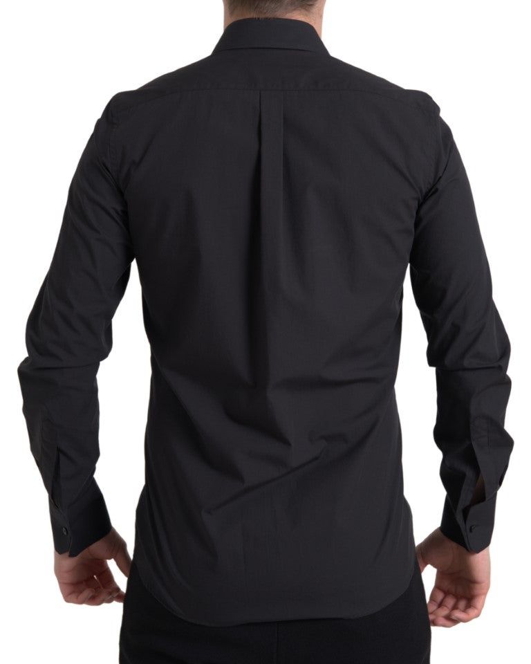 Dolce & Gabbana Black Cotton Men Long Sleeves MARTINI Shirt -   -  Dolce & Gabbana.