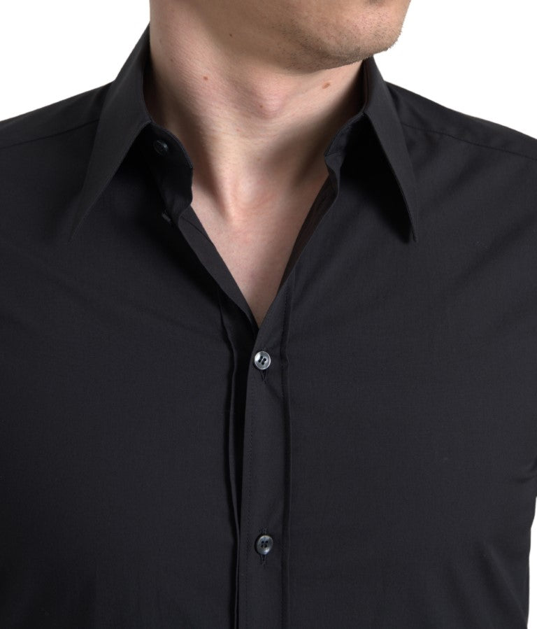 Dolce & Gabbana Black Cotton Men Long Sleeves MARTINI Shirt -   -  Dolce & Gabbana.
