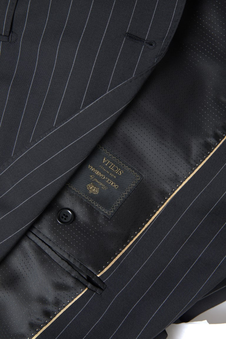 Dolce & Gabbana Black Stripe Single Breasted SICILIA Blazer -   -  Dolce & Gabbana.