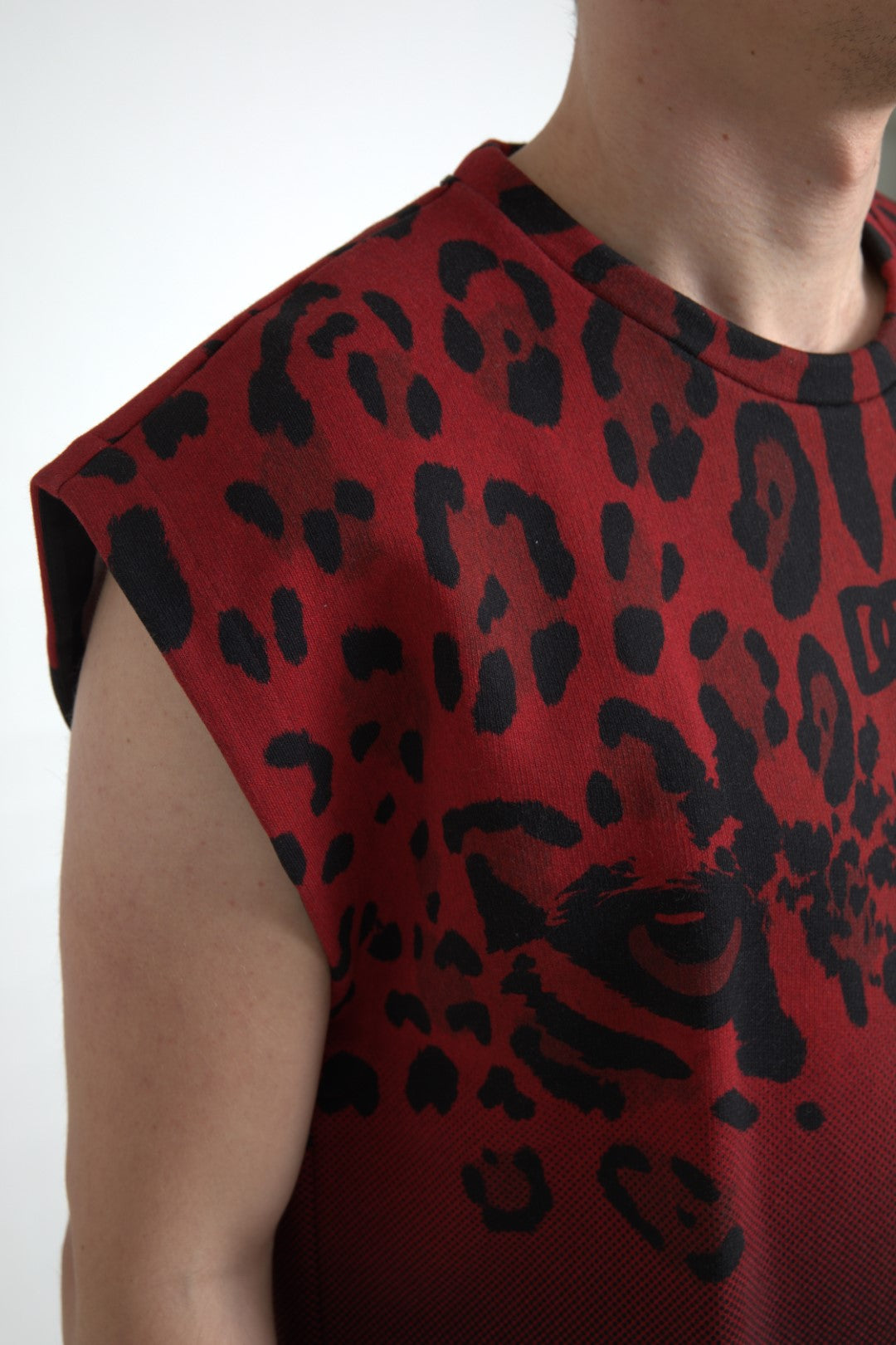 Dolce & Gabbana Red Leopard Cotton Sleeveless Tank T-shirt -   -  Dolce & Gabbana.