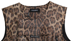 Dolce & Gabbana Brown Leopard Silk Sleeveless Sportswear -  Vests for Men Suits -  Dolce & Gabbana.