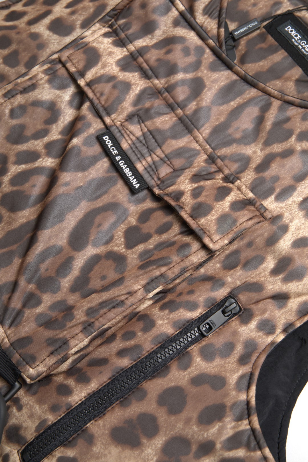 Dolce & Gabbana Brown Leopard Silk Sleeveless Sportswear -  Vests for Men Suits -  Dolce & Gabbana.