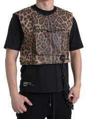 Dolce & Gabbana Brown Leopard Silk Sleeveless Sportswear -  Vests for Men Suits -  Dolce & Gabbana.