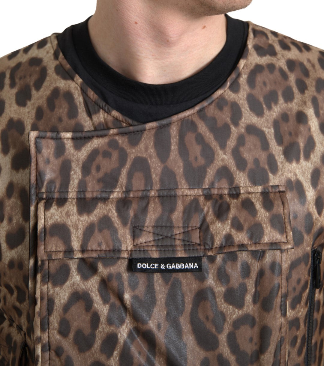 Dolce & Gabbana Brown Leopard Silk Sleeveless Sportswear -  Vests for Men Suits -  Dolce & Gabbana.
