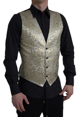 Dolce & Gabbana Floral Jacquard Waistcoat Formal Gold Vest -  Vests for Men Suits -  Dolce & Gabbana.