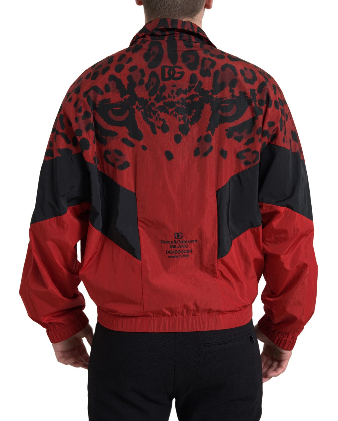 Dolce & Gabbana Red Leopard Nylon Full Zip Sweater -   -  Dolce & Gabbana.