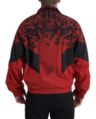 Dolce & Gabbana Red Leopard Nylon Full Zip Sweater -   -  Dolce & Gabbana.