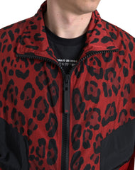 Dolce & Gabbana Red Leopard Nylon Full Zip Sweater -   -  Dolce & Gabbana.