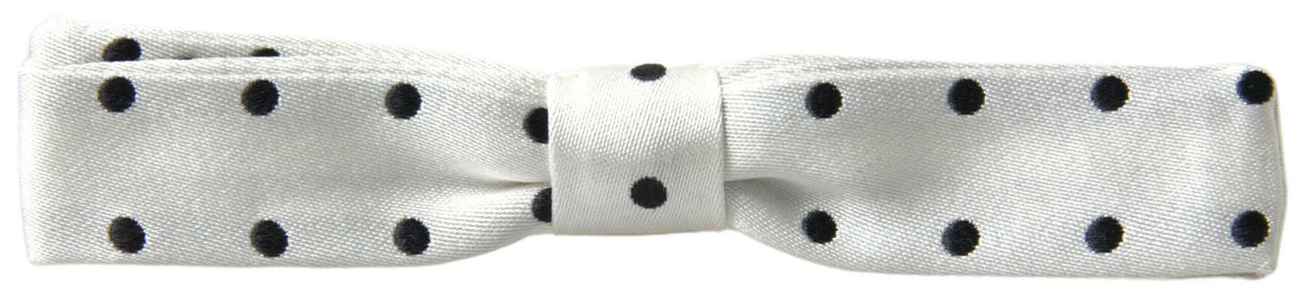 Dolce & Gabbana White Silk Polka Dot Adjustable Neck Men Bow Tie -  Neckties, Men -  Dolce & Gabbana.
