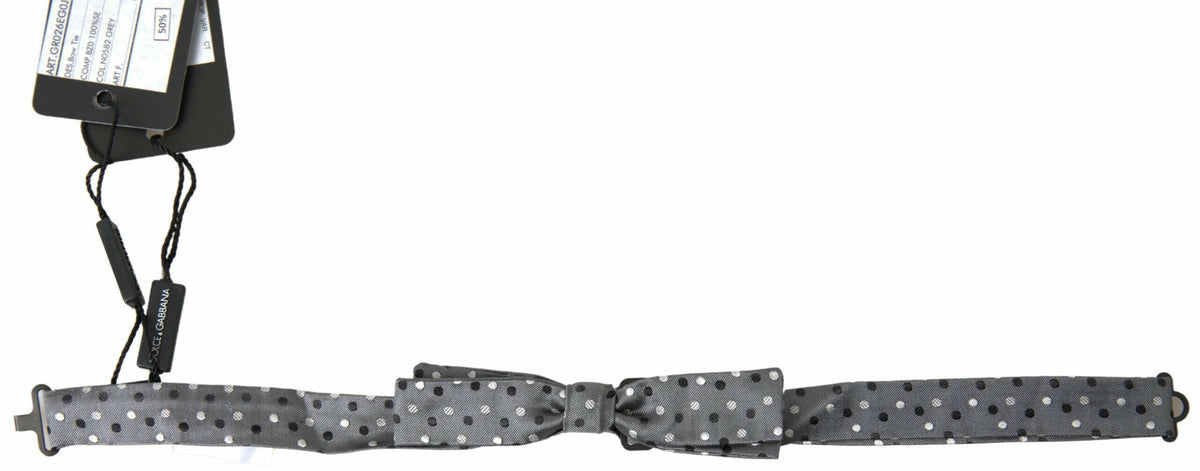 Dolce & Gabbana Gray Polka Dot Silk Adjustable Men Neck Papillon Bow Tie -  Neckties, Men -  Dolce & Gabbana.