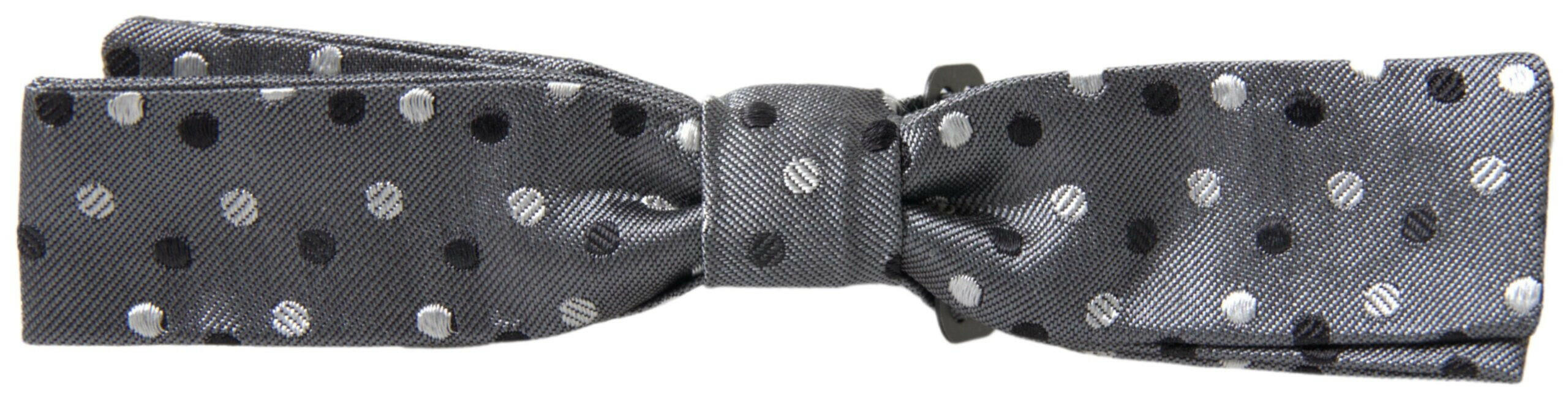 Dolce & Gabbana Gray Polka Dot Silk Adjustable Men Neck Papillon Bow Tie -  Neckties, Men -  Dolce & Gabbana.