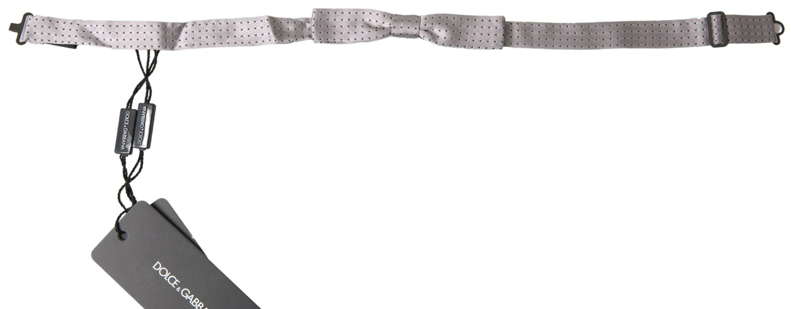 Dolce & Gabbana Gray Dotted Silk Adjustable Men Neck Papillon Bow Tie -  Neckties, Men -  Dolce & Gabbana.