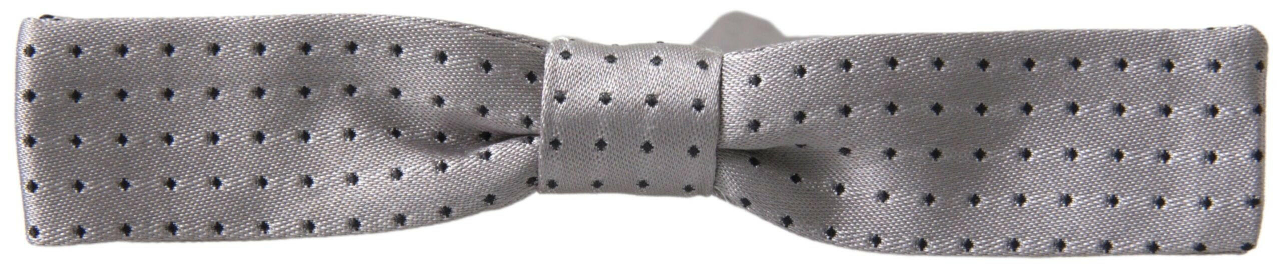 Dolce & Gabbana Gray Dotted Silk Adjustable Men Neck Papillon Bow Tie -  Neckties, Men -  Dolce & Gabbana.