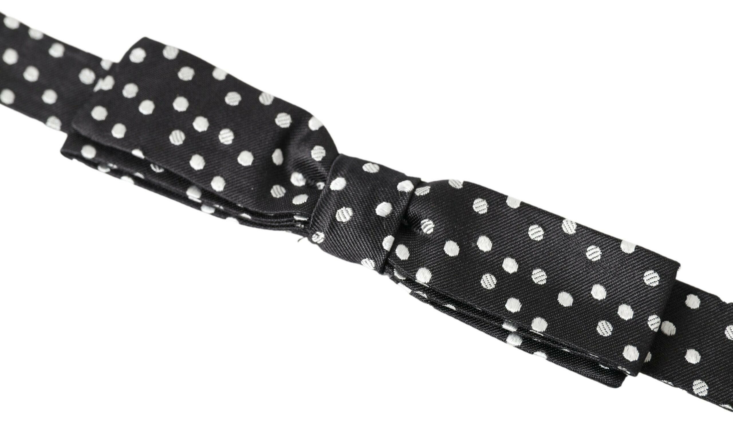 Dolce & Gabbana Black Polka Dot Silk Adjustable Men Neck Papillon Bow Tie -  Neckties, Men -  Dolce & Gabbana.