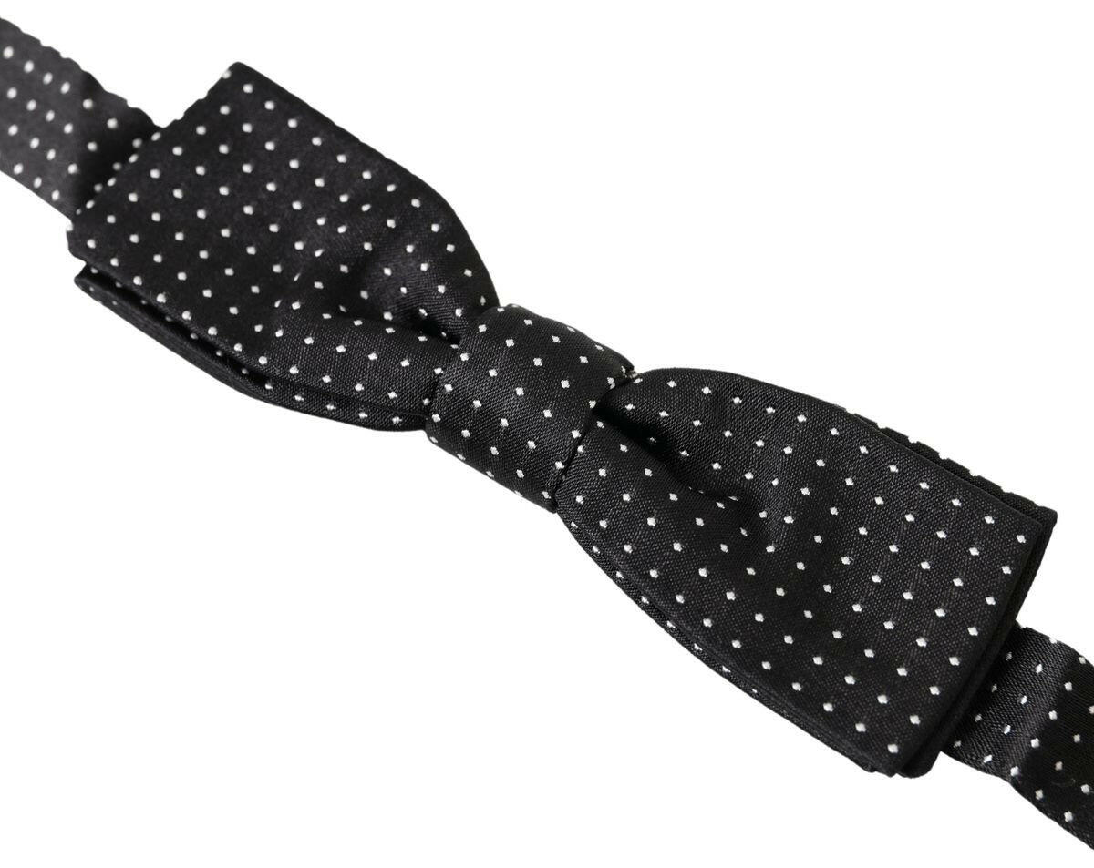 Dolce & Gabbana Black Polka Dot Silk Adjustable Men Neck Papillon Bow Tie -  Neckties, Men -  Dolce & Gabbana.