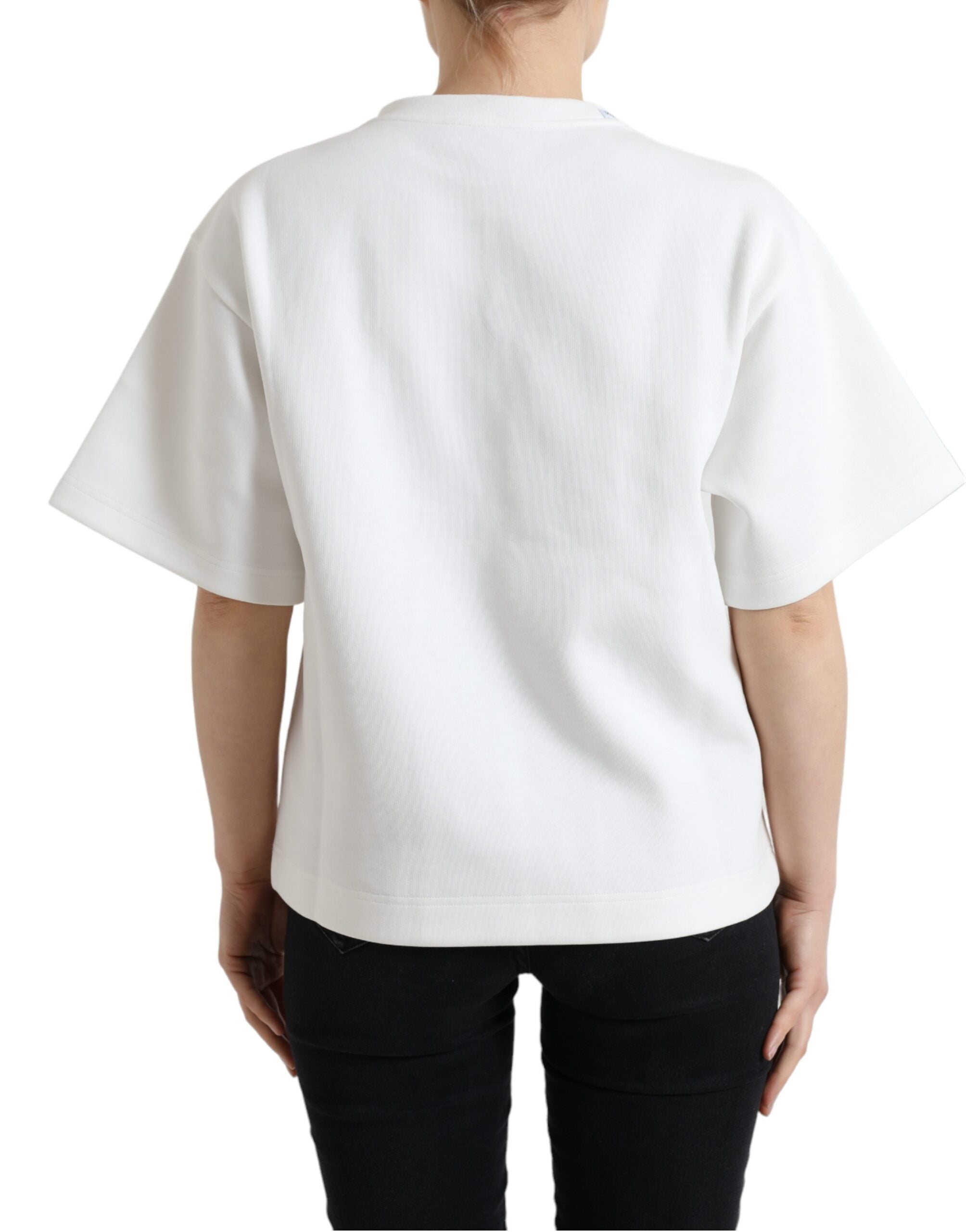 Dolce & Gabbana T-shirt White Cotton Stretch Black HOT Crystal -   -  Dolce & Gabbana.