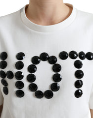 Dolce & Gabbana T-shirt White Cotton Stretch Black HOT Crystal -   -  Dolce & Gabbana.