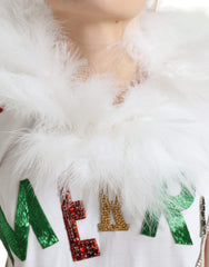 Dolce & Gabbana White Cotton Christmas Sequin Fur T-shirt -   -  Dolce & Gabbana.