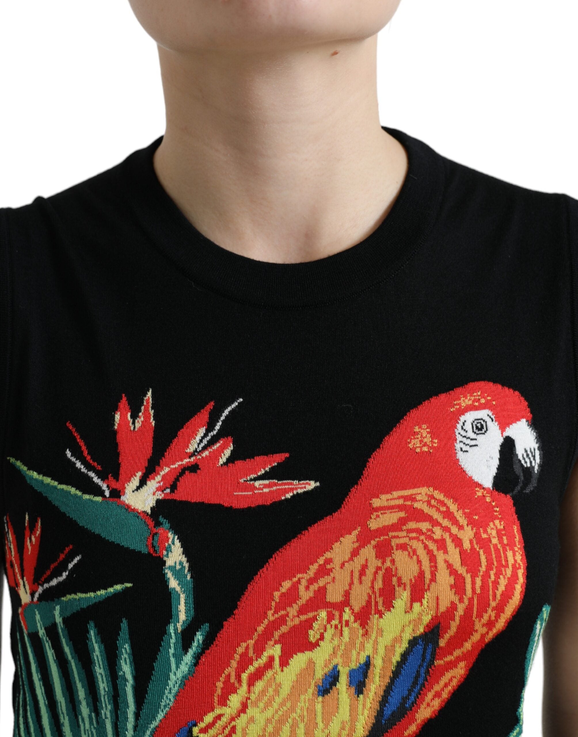 Dolce & Gabbana Black Bird Wool Knit Sleeveless Tank T-shirt -   -  Dolce & Gabbana.