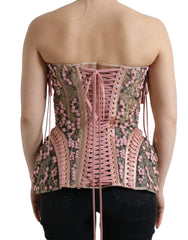 Dolce & Gabbana Pink Floral Applique Bustier Corset Top -   -  Dolce & Gabbana.