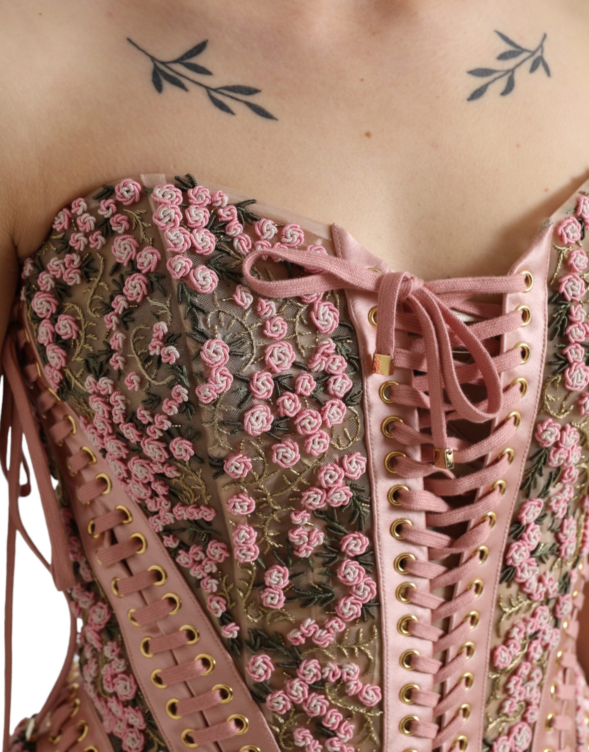 Dolce & Gabbana Pink Floral Applique Bustier Corset Top -   -  Dolce & Gabbana.