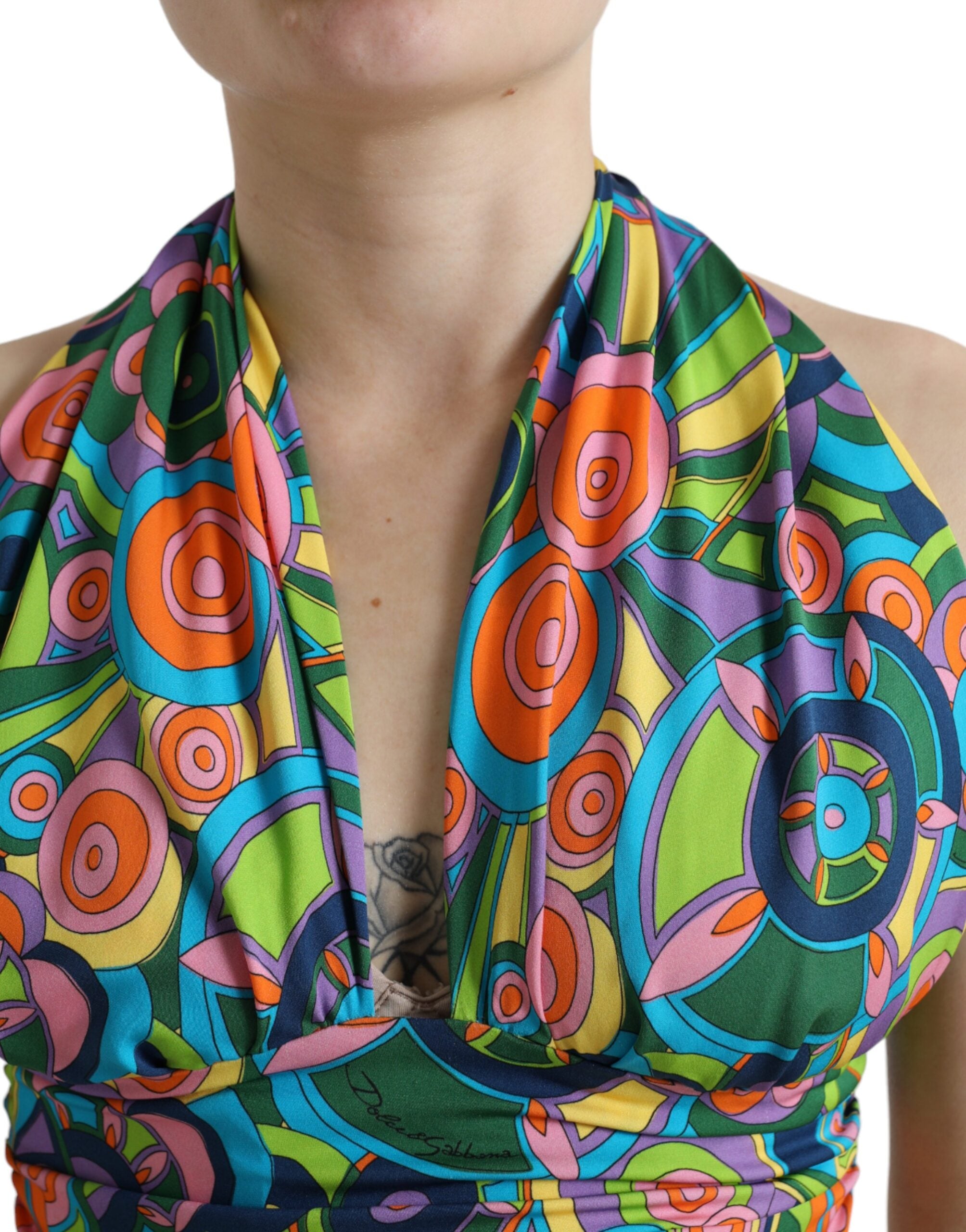 Dolce & Gabbana Multicolor Halter Sleeveless Cropped Tank Top -   -  Dolce & Gabbana.