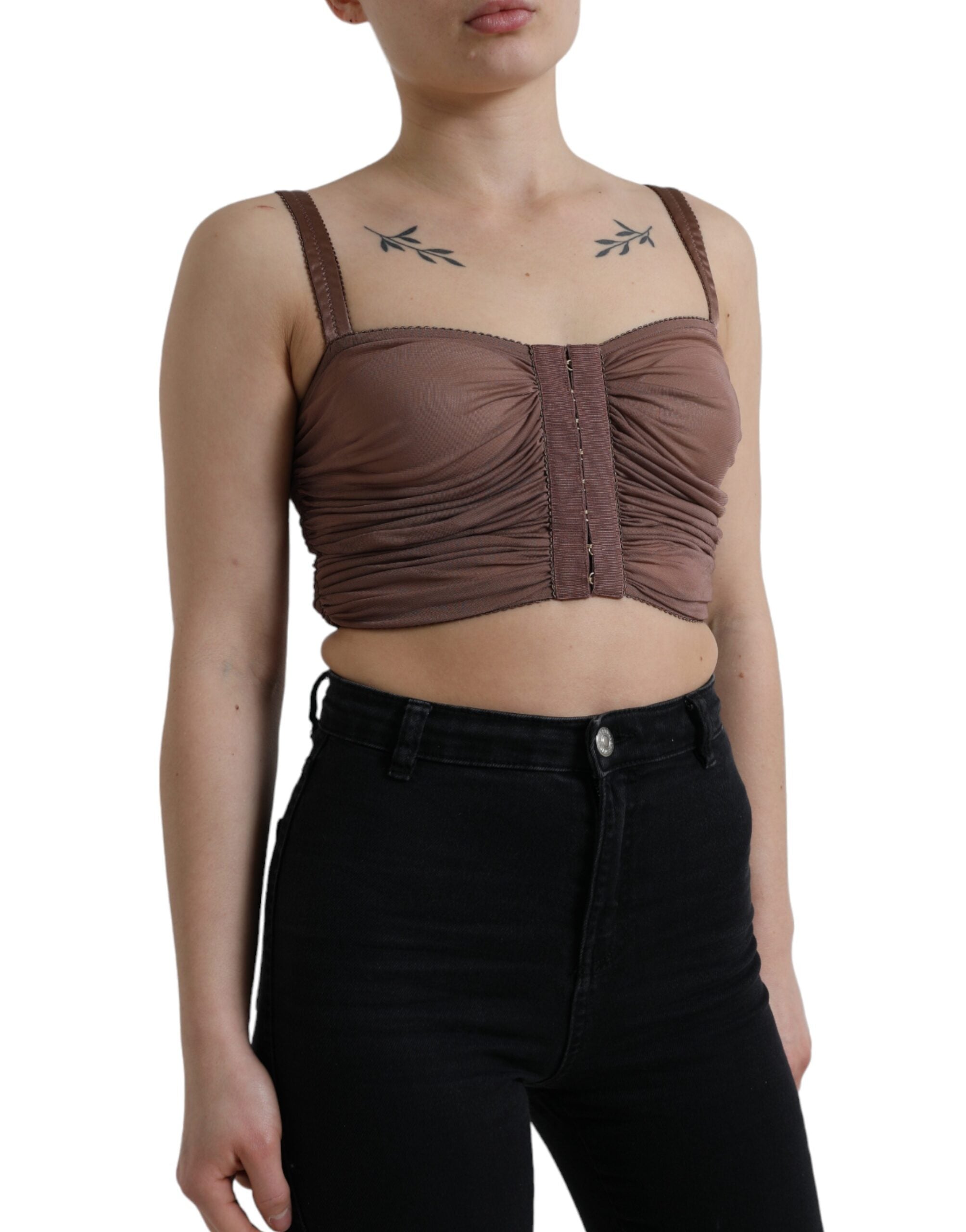Dolce & Gabbana Brown Viscose Bustier Sleeveless Cropped Top -   -  Dolce & Gabbana.