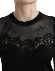 Dolce & Gabbana Black Cashmere Lace Trim Sleeveless Tank Top -   -  Dolce & Gabbana.