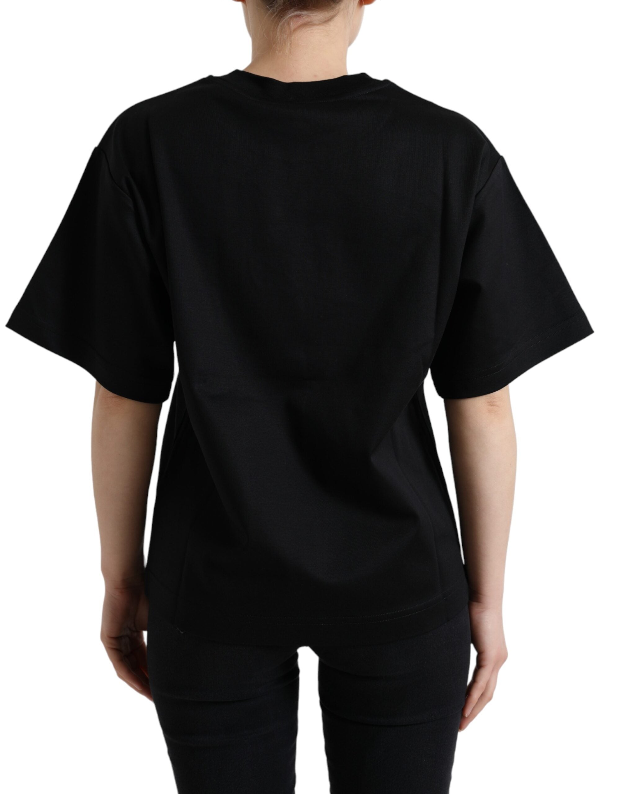 Dolce & Gabbana Black Cotton DG Crystal Crewneck Tee T-shirt -   -  Dolce & Gabbana.