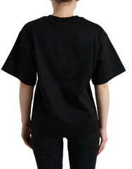 Dolce & Gabbana Black Cotton DG Crystal Crewneck Tee T-shirt -   -  Dolce & Gabbana.