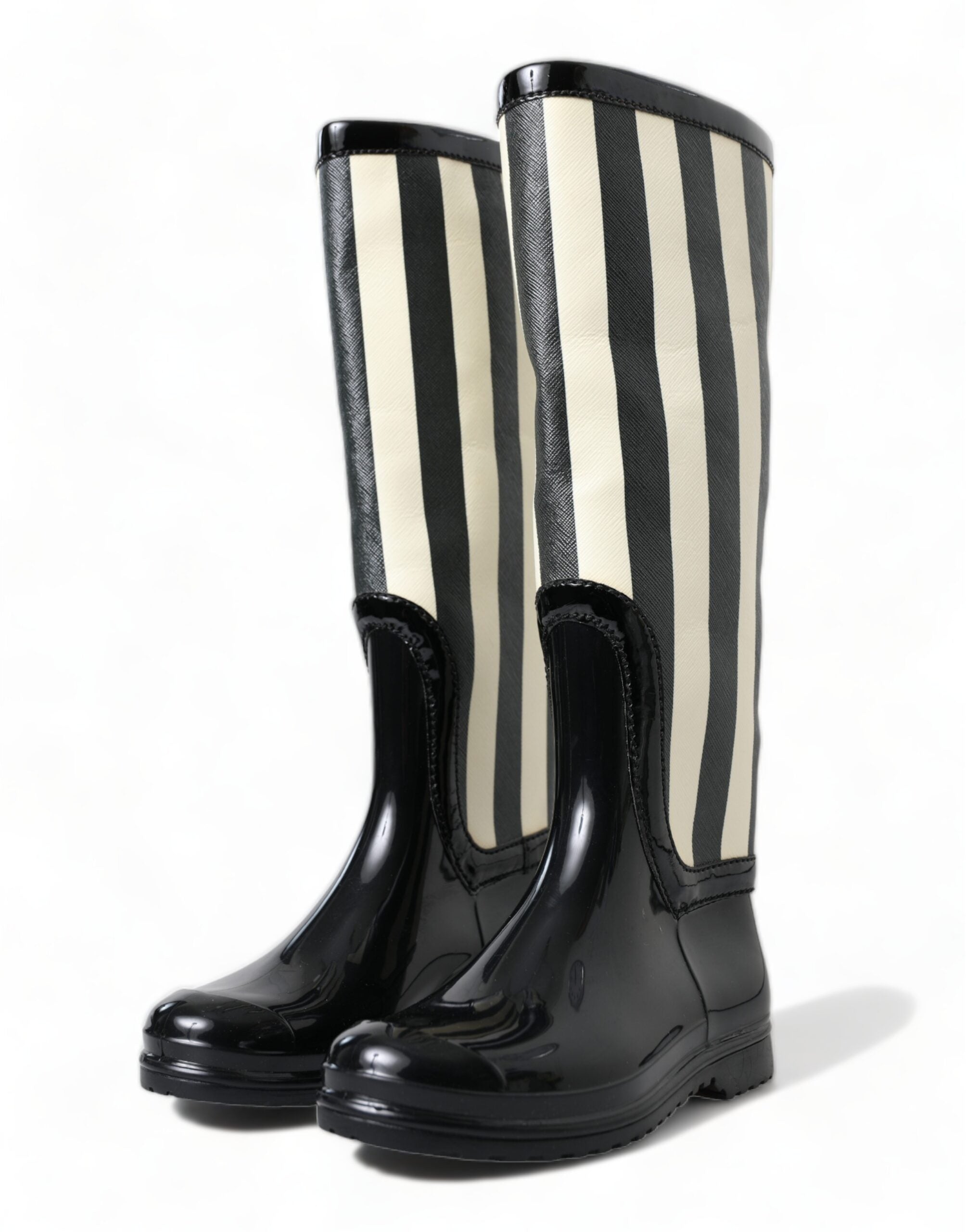 Dolce & Gabbana Black Rubber Knee High Flat Boots Shoes -   -  Dolce & Gabbana.