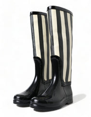 Dolce & Gabbana Black Rubber Knee High Flat Boots Shoes -   -  Dolce & Gabbana.
