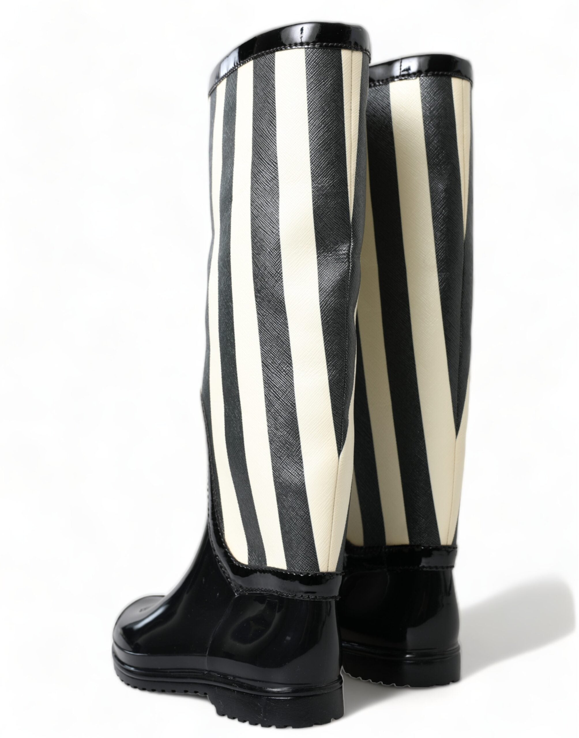 Dolce & Gabbana Black Rubber Knee High Flat Boots Shoes -   -  Dolce & Gabbana.