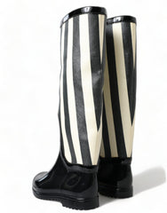 Dolce & Gabbana Black Rubber Knee High Flat Boots Shoes -   -  Dolce & Gabbana.