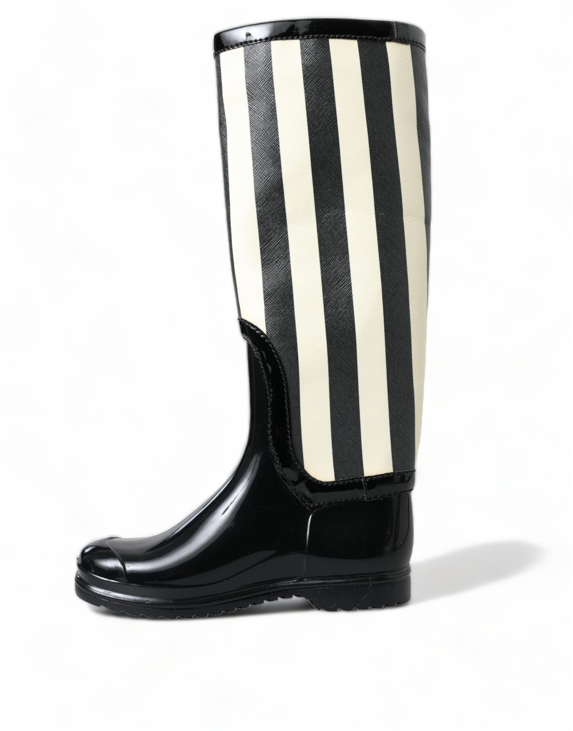 Dolce & Gabbana Black Rubber Knee High Flat Boots Shoes -   -  Dolce & Gabbana.