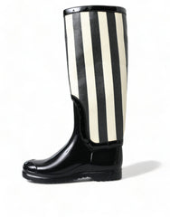 Dolce & Gabbana Black Rubber Knee High Flat Boots Shoes -   -  Dolce & Gabbana.