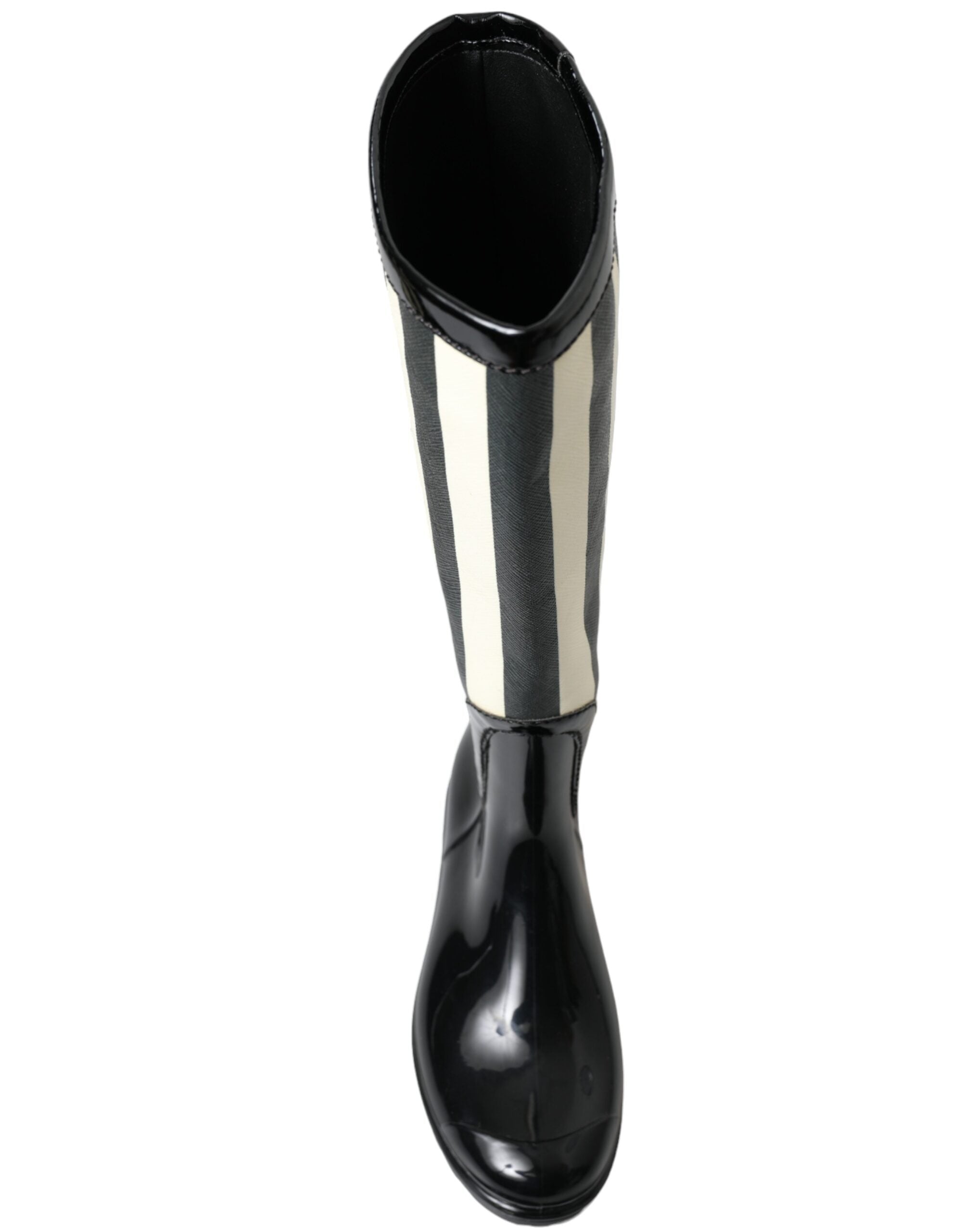 Dolce & Gabbana Black Rubber Knee High Flat Boots Shoes -   -  Dolce & Gabbana.